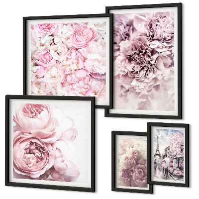 Tavelvägg med 5 tavlor Vintage blomsterarrangemang
