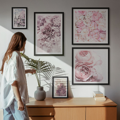 Tavelvägg med 5 tavlor Vintage blomsterarrangemang