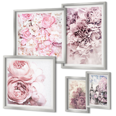 Tavelvägg med 5 tavlor Vintage blomsterarrangemang
