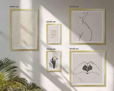 Tavelset väggdekoration med minimalistiska rymdmotiv