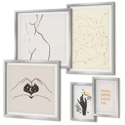 Tavelset väggdekoration med minimalistiska rymdmotiv
