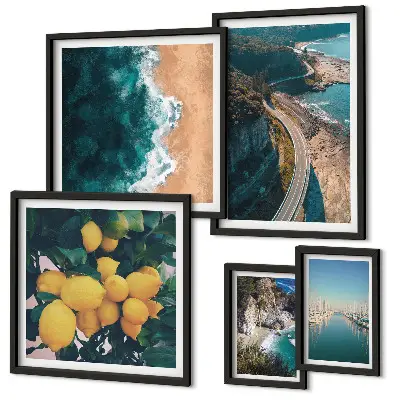 Tavelvägg Strandlandskap citrus set med 5 tavlor