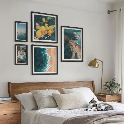 Tavelvägg Strandlandskap citrus set med 5 tavlor