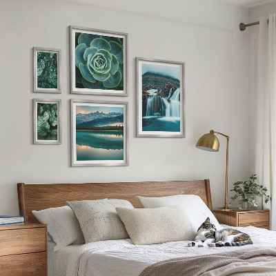 Set om 5 tavlor Gröna växter vattenfall natur