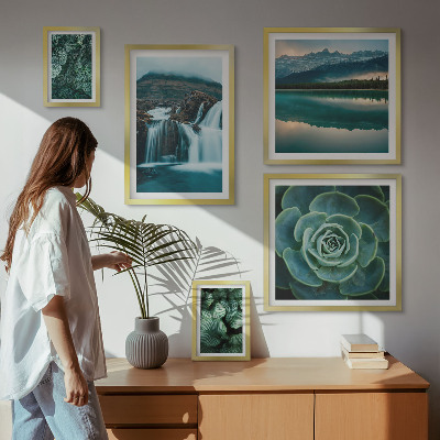 Set om 5 tavlor Gröna växter vattenfall natur