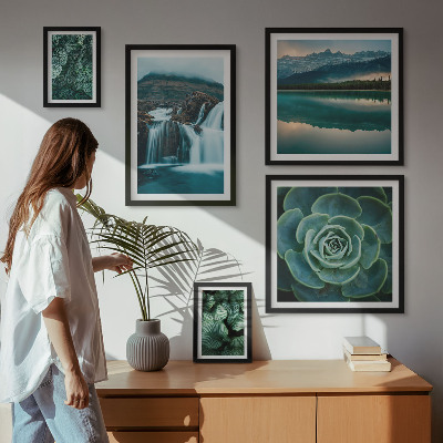 Set om 5 tavlor Gröna växter vattenfall natur