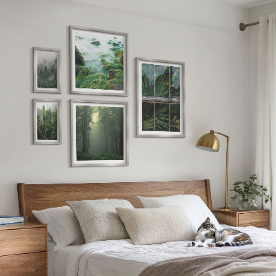 Tavelvägg med 5 tavlor Gröna landskap, skogar, vegetation