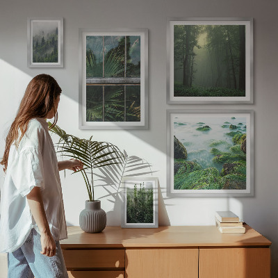 Tavelvägg med 5 tavlor Gröna landskap, skogar, vegetation