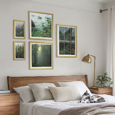 Tavelvägg med 5 tavlor Gröna landskap, skogar, vegetation