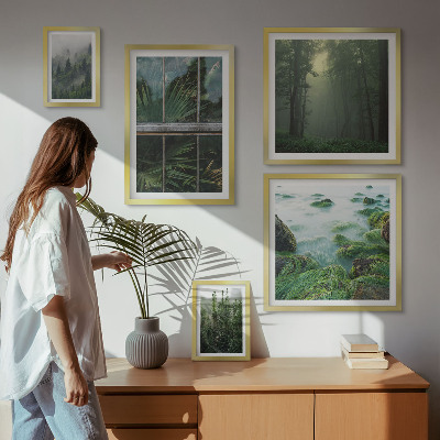 Tavelvägg med 5 tavlor Gröna landskap, skogar, vegetation