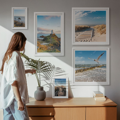 Väggdekoration tavelset Fyrar och stränder vid havet