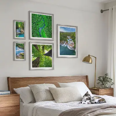 Vattenfall gröna landskap set om 5 tavlor