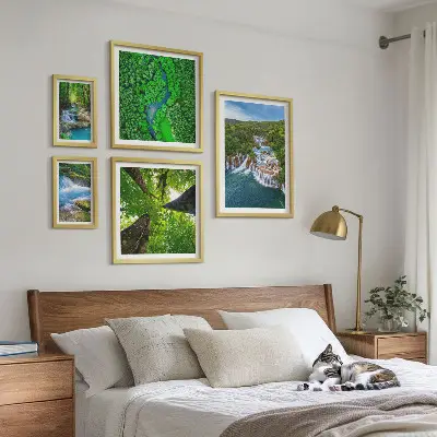 Vattenfall gröna landskap set om 5 tavlor