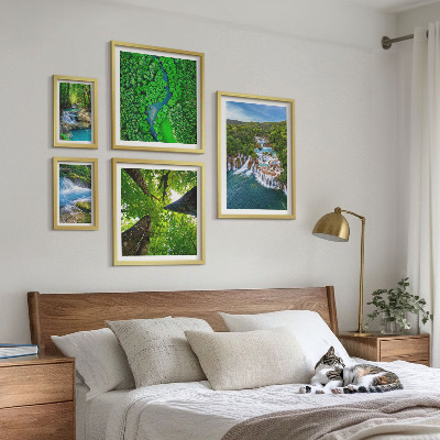Set om 5 tavlor Vattenfall gröna landskap