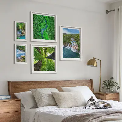 Vattenfall gröna landskap set om 5 tavlor