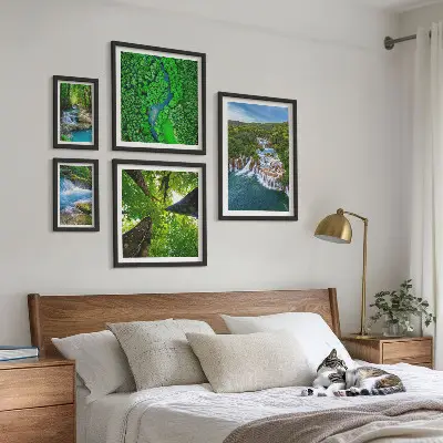 Vattenfall gröna landskap set om 5 tavlor
