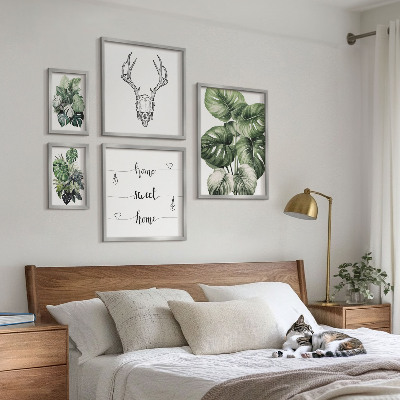 Tavelvägg med 5 tavlor Växtmotiv med naturhem