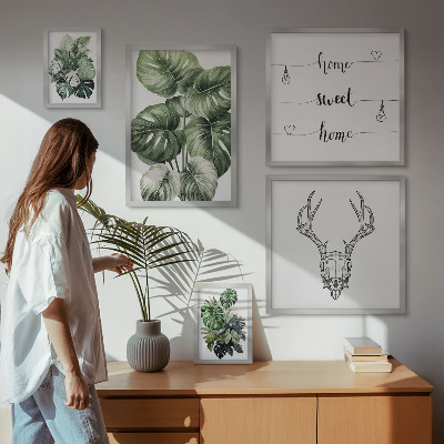 Tavelvägg med 5 tavlor Växtmotiv med naturhem