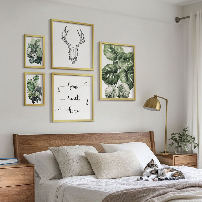 Tavelvägg med 5 tavlor Växtmotiv med naturhem