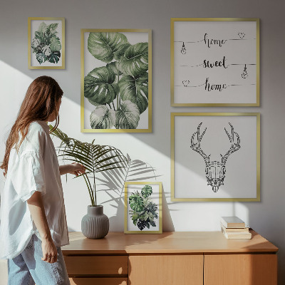 Tavelvägg med 5 tavlor Växtmotiv med naturhem