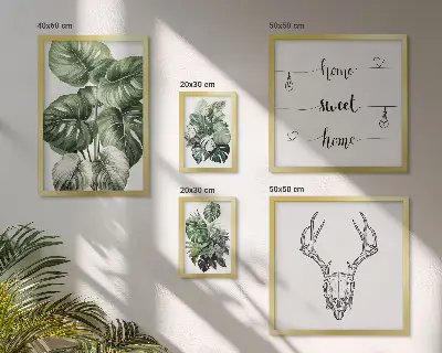 Tavelvägg med 5 tavlor växtmotiv i naturtema
