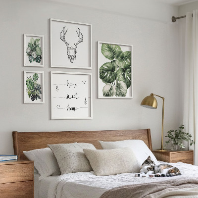 Tavelvägg med 5 tavlor Växtmotiv med naturhem