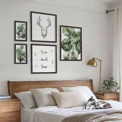 Tavelvägg med 5 tavlor Växtmotiv med naturhem