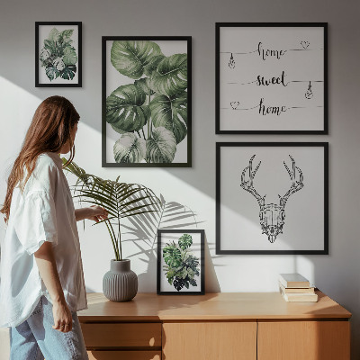 Tavelvägg med 5 tavlor Växtmotiv med naturhem