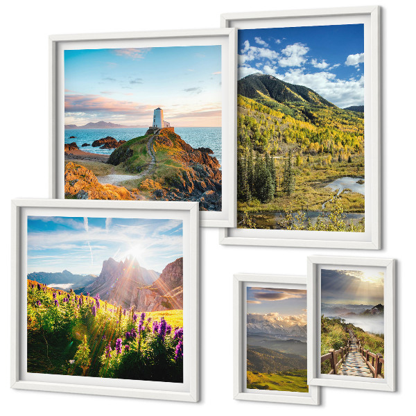 Set om 5 tavlor Bergslandskap natur