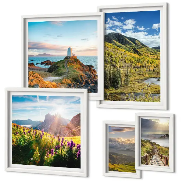 Bergslandskap natur set med 5 tavlor
