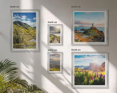 Bergslandskap natur set med 5 tavlor