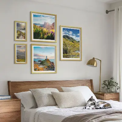 Bergslandskap natur set med 5 tavlor