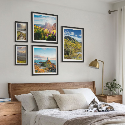 Set om 5 tavlor Bergslandskap natur