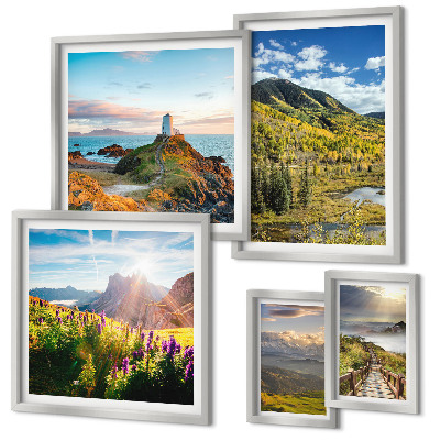 Set om 5 tavlor Bergslandskap natur