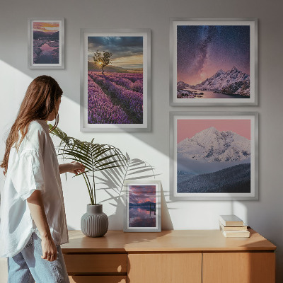 Väggdekoration tavelset Naturlandskap lavendelberg