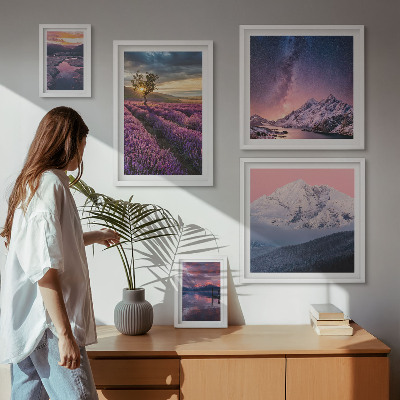 Väggdekoration tavelset Naturlandskap lavendelberg