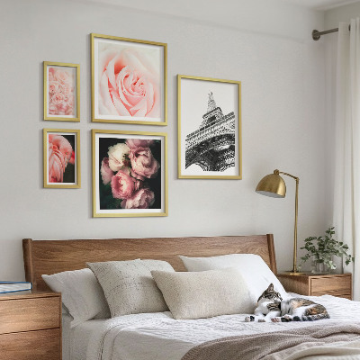 Set om 5 tavlor Rosor Eiffeltornet Romantik