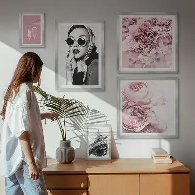 Väggdekoration tavelset med snygga porträtt av rosblommor