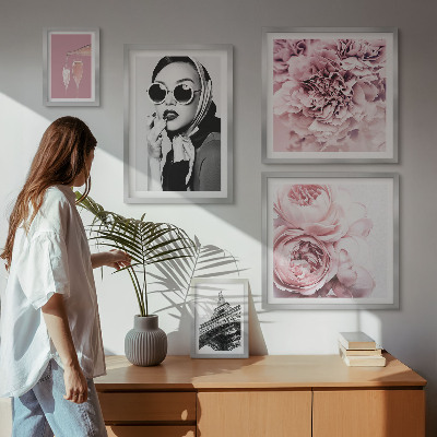 Väggdekoration tavelset Snygga porträtt av rosblommor