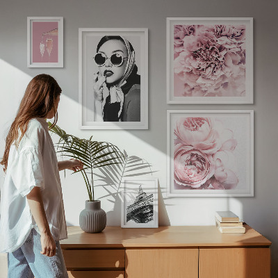Väggdekoration tavelset Snygga porträtt av rosblommor