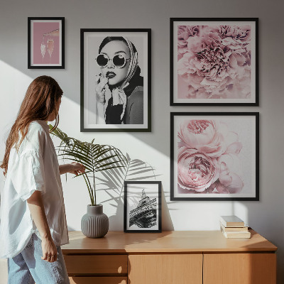 Väggdekoration tavelset Snygga porträtt av rosblommor