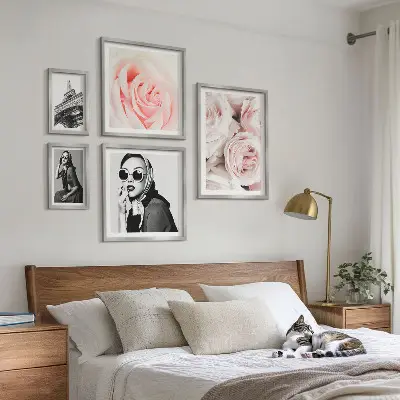 Tavelset med porträtt av rosor set om 5 eleganta tavlor
