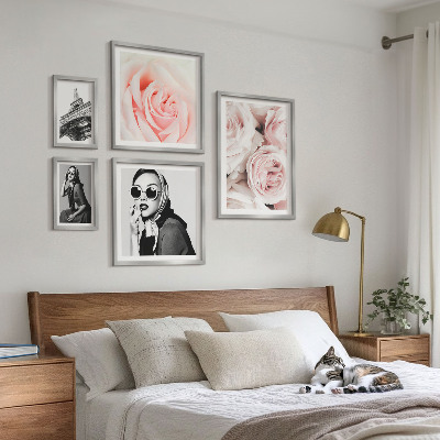 Set om 5 tavlor Snygga porträtt av rosor elegant