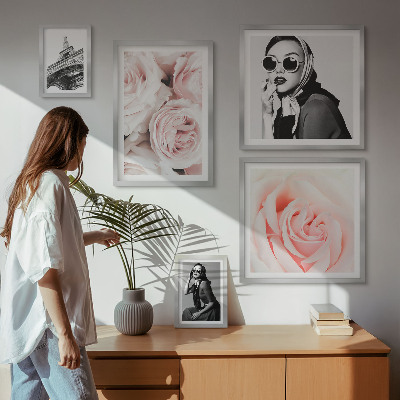 Set om 5 tavlor Snygga porträtt av rosor elegant