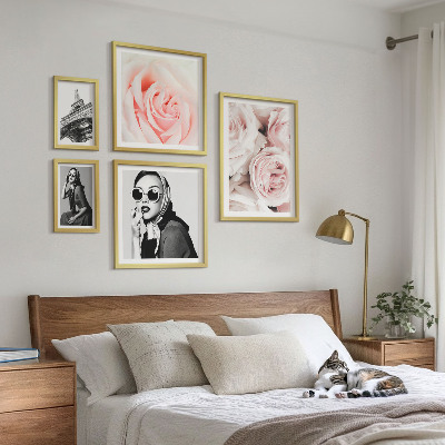 Set om 5 tavlor Snygga porträtt av rosor elegant