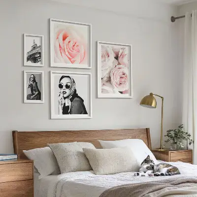 Tavelset med porträtt av rosor set om 5 eleganta tavlor