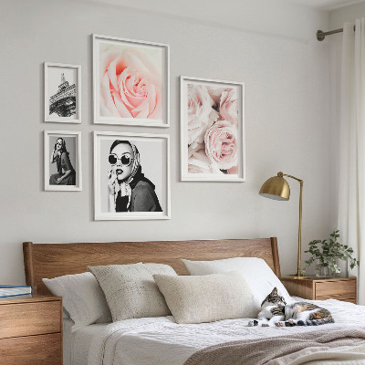Set om 5 tavlor Snygga porträtt av rosor elegant