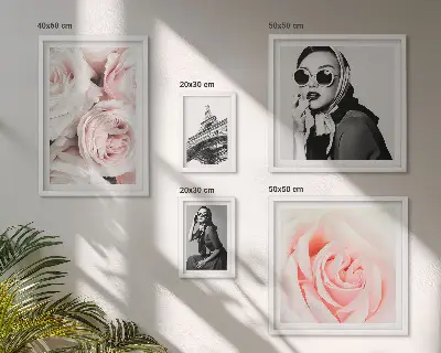 Tavelset med porträtt av rosor set om 5 eleganta tavlor