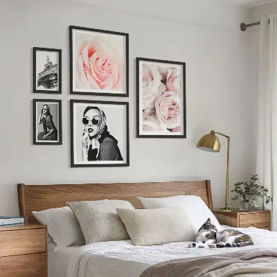 Tavelset med porträtt av rosor set om 5 eleganta tavlor