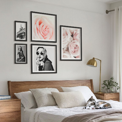 Set om 5 tavlor Snygga porträtt av rosor elegant